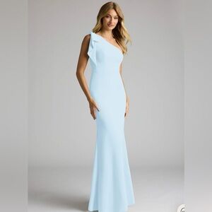 Azazie Rinna Dress, sky blue, bridesmaids, formal, a-line, one shoulder dress